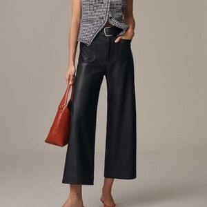 Anthropologie Maeve The Colette Pants Faux Leather Crop Wide Leg High Rise 31 P